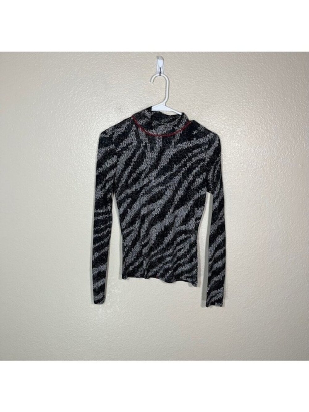 Rag and Bone Top Womens XS Turtleneck Stretch Long Sleeve Shirt Animal Print